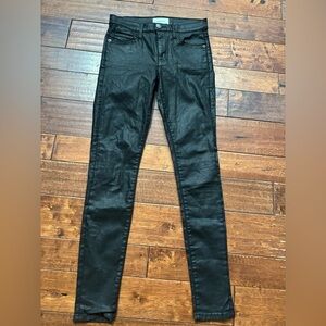 Current/Elliott the high waist ankle skinny black coated pants sz 26